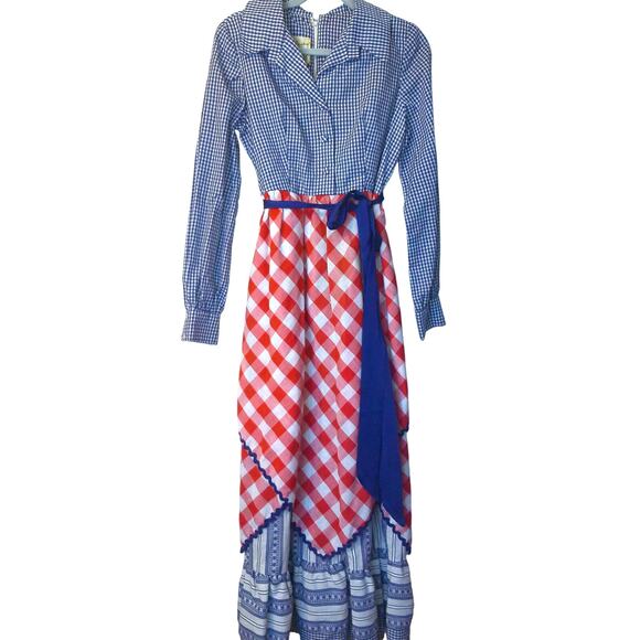 Vintage Jane Justin For Don Sophisticates Prairie Country Maxi Dress READ - Picture 1 of 8